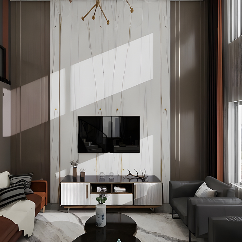 Película de transferencia de PET para gabinete de sala de estar con patrón de deriva dorada