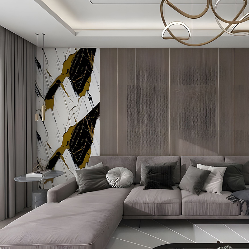 Película de transferencia de PET para decoración de paredes de sala de estar de jade negro dorado